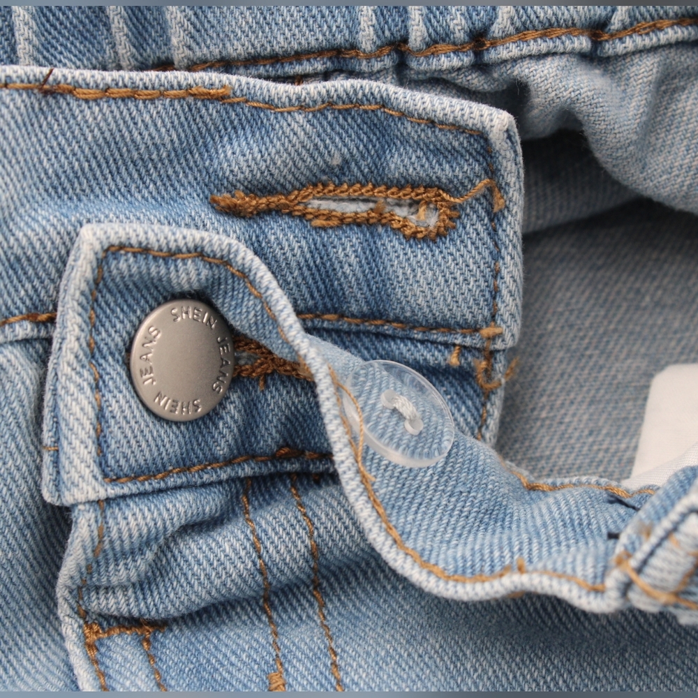 2 Pair Girls Size 7Y Shein Wide Leg Blue Jeans – Distressed & Star Print - Picture 3 of 7